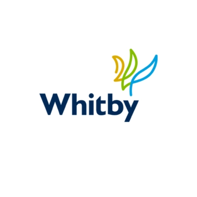 Whitby logo with colorful abstract design.